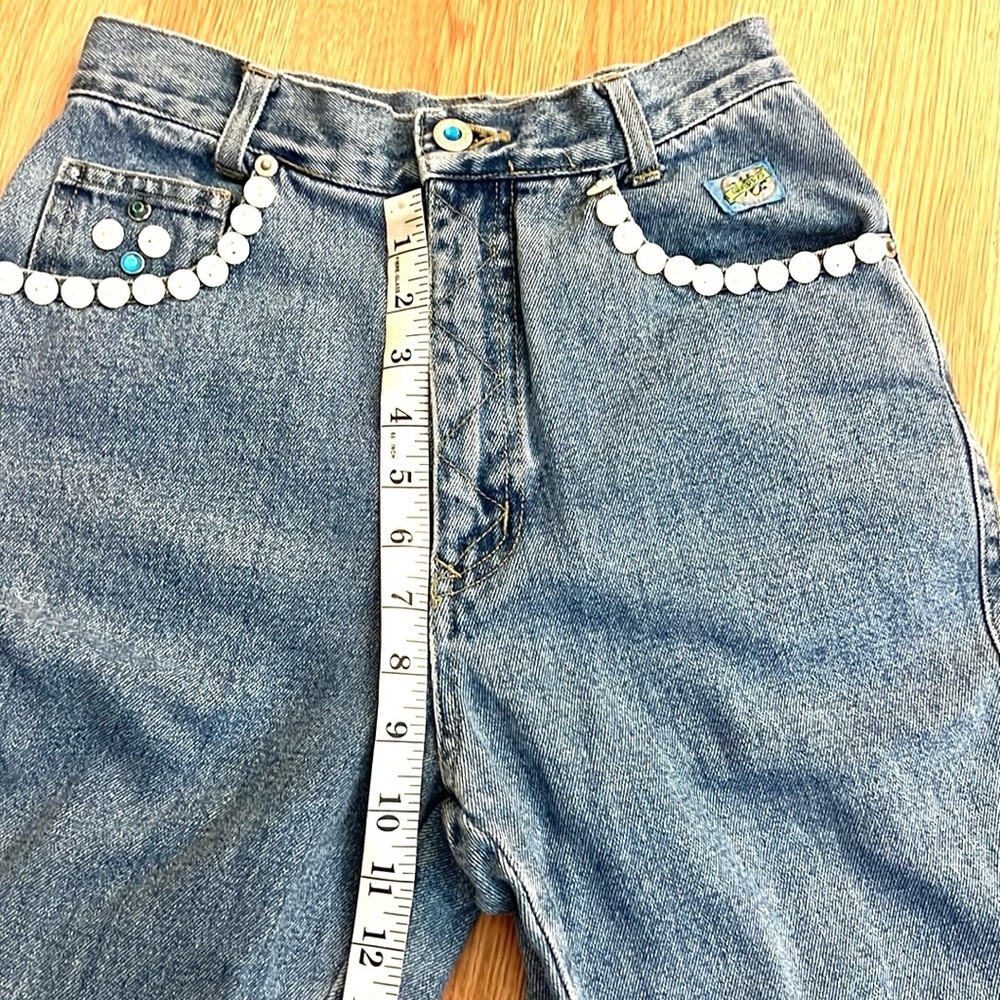 VTG Squeeze, Authentic Squeeze @87 blue Jeans, Mother of Pearl Buttons, Size 5/6 - Picture 10 of 12